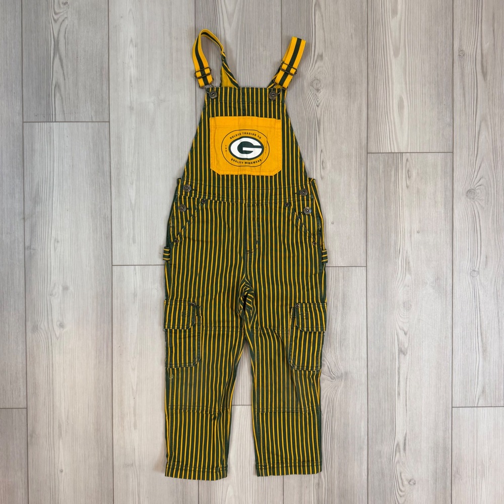 Duluth Trading Co Green Bay Packers Striped Overalls Limited Edition Kids 6